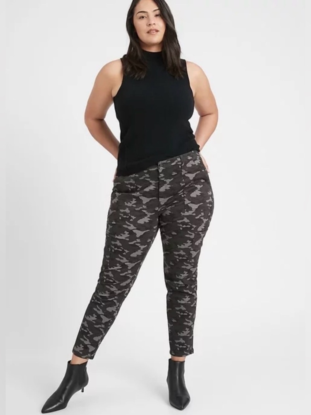 Banana Republic Sloan Ankle Camo Chino Stretch Pants - Black & Gray Size:4 NWT